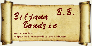 Biljana Bondžić vizit kartica